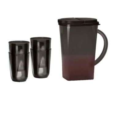 Imagem de Conjunto de jarra e copo Tupperware Clear Impressions Preto