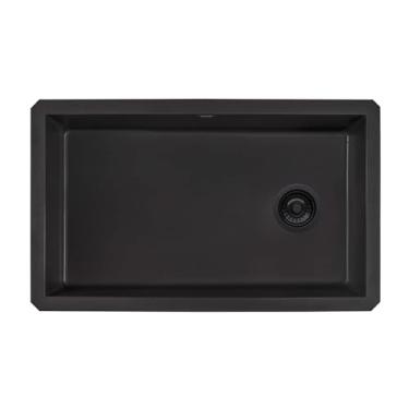 Imagem de Ruvati Pia de Cozinha de Tigela Única em Granito Composto 81 x 48 cm - Preto Meia-Noite - Montagem Embaixo