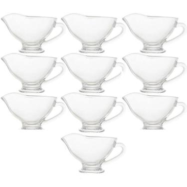 Imagem de 10 Molheiras de Cristal Lyor 180ml Alça Servir Azeite Molho Calda Cafeteria Confeitaria...