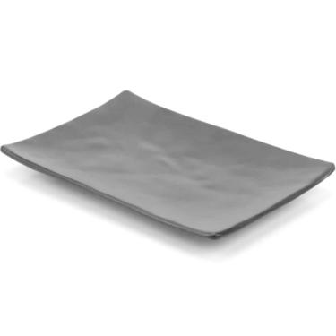 Imagem de Prato para Sushi Sashimi Retangular 20x14cm Preto Melamina Profissional Gourmet Mix Travessa para Servir