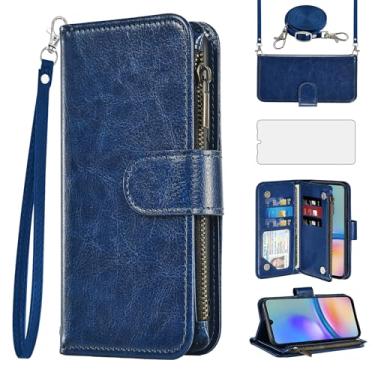 Imagem de Asuwish Capa de celular para Samsung Galaxy A05s/A05 carteira com protetor de tela, alça transversal, fecho de correr, porta-cartões, vidro temperado, compartimento para crédito, suporte, Ao5s, Ao5,