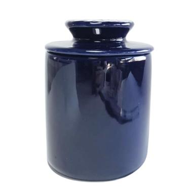 Imagem de Manteigueira Francesa Rústica Cerâmica Arte tempo AZUL COBALTO