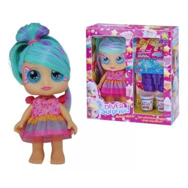 Imagem de Boneca Diver Surprise Aniversário Cabelo Verde e Roxo Com Massinha de Modelar e Forminha - Divertoys