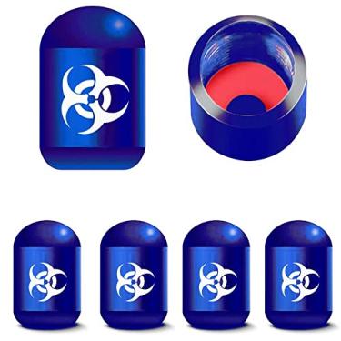 Imagem de 4 peças de tampas de ar de haste de válvula de pneu de carro multicolorida, conjunto universal de metal, acessórios de decoração para modelo de motocicletas de caminhão SUV (azul, para Resident Evil)