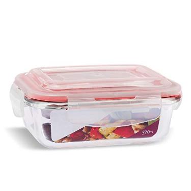 Imagem de Pote de Vidro Retangular com Tampa Hermética 370ml Cor:Vermelho (QH)