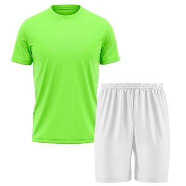 Imagem de Kit Calção Short Futebol Basquete Branco + Camiseta Manga Curta Masculina-Masculino