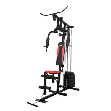 Imagem de Estação Musculação 45Kg Academia Completa WCT Fitness Treino Peito Perna Costa Voador Barra Pulley Cadeira Extensora Aparelho Ginástica Residencial Preto e Vermelho