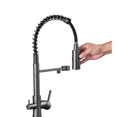 Imagem de Gun Grey Purified Kitchen Faucet Deck Mount Hot Cold Mixer Crane Tap Rotação para filtro de água potável, Gun Grey