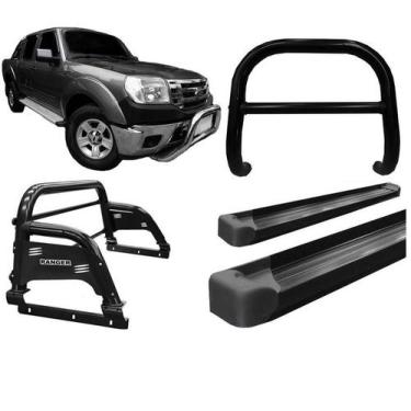 Imagem de Kit Quebra Mato Estribo AL Santo Antônio H3 Ranger 97/12 Preto - HOZZ