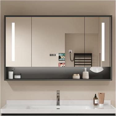 Imagem de Armário de espelho de banheiro, espelho led para banheiro, armário de parede de banheiro Armário de remédios, armário de banheiro montado na parede com espelho, espelho de banheiro com armaz