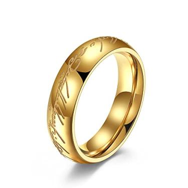 Imagem de Anel de 6 mm Senhor dos Anéis para Homens e Mulheres Ouro Prata Anel Mágico Luminoso Brilhante no Escuro Aliança de Casamento Ajuste Confortável, Metal, Sem pedra preciosa