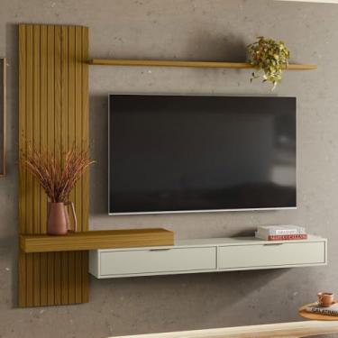 Imagem de Painel para TV Até 65 Polegadas Italy 2 Portas Ripado Cedro Freijo/Off White - Olivar M...