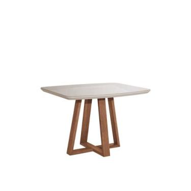Imagem de Mesa de Jantar Bennett c/ Vidro Retangular 4 lugares 115 cm Natural Of