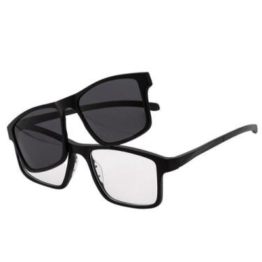 Imagem de Armação Óculos Clipon 2 Em 1 Grau Retangular Equador Preto - Palas Eye