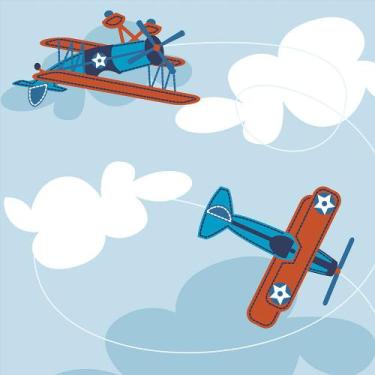 Imagem de Papel de parede Para Quarto Infantil Com Céu de Fundo Avião Infantil 1