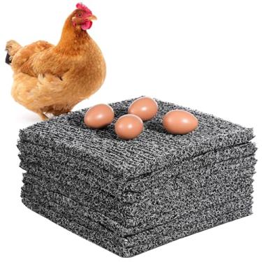 Imagem de 8 peças de almofadas de ninho de frango, forros laváveis para galinheiro, almofadas de caixa de ninho de plástico reutilizáveis com 4 peças de ovos de madeira falsos, tapetes de postura de frango, 30