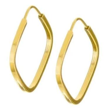 Imagem de Brinco de ouro 18k Argola Quadrada 1CM - Elegancy Joias, Diagonal