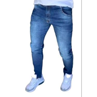 Imagem de calça jeans masculina slim caqui com lycra sarja com 4  bolso tradicio