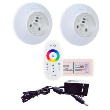Imagem de Kit 2 Led Para Piscina Smd Rgb 95mm 18 Lâmp Módulo E Fonte - GREAT POO