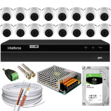 Imagem de Kit 16 Câmeras 1220D mic Intelbras Dvr Intelbras Mhdx 1216 C/ Áudio 2T