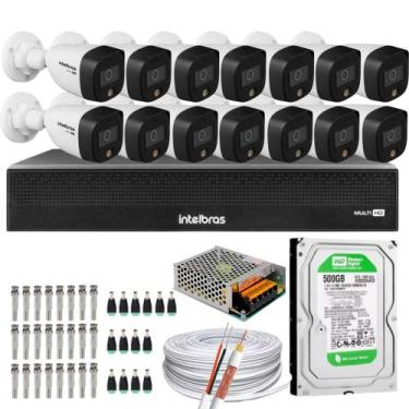 Imagem de Kit 14 Cameras 1220 Full Color Intelbras Dvr Mhdx 16 Ch Color Noite  C