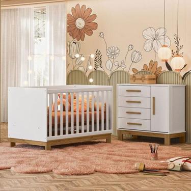 Imagem de Quarto Infantil Completo Lion 1 Porta 4 Gavetas Branco - Pnr Móveis, B