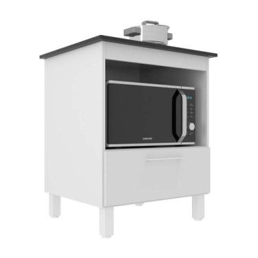 Imagem de Balcão para Cooktop Standart 4 Bocas 1 Porta MDP J Carvalho, Branco/Ta