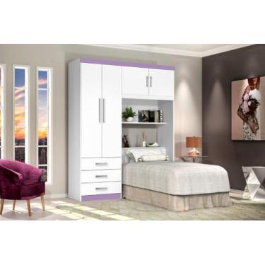 Imagem de Roupeiro / Cabeceira Baú CAN Solteiro Espaço Amplo 4 Portas e 3 Gaveta