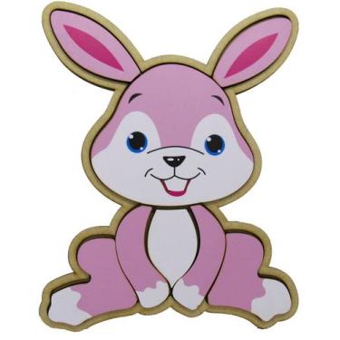 Imagem de Brinquedo Pedagógico Educativo Quebra Cabeça Encaixe Coelho Madeira Md