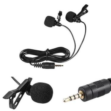Imagem de Microfone Lapela Duplo Profissional Celular Gravação Vídeo - Leffa Sho
