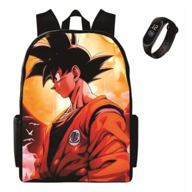 Imagem de Mochila Escolar Goku Masculina Mais Relogio Digital Led Bolsa Infantil