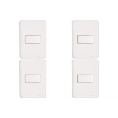 Imagem de Kit C/4 - Conjunto Perlex Aros 4X2 Branco Com Placa(1Para...