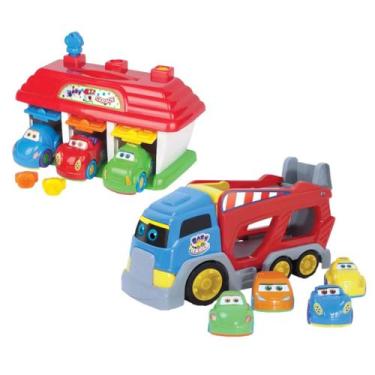 Imagem de Brinquedo Infantil Baby Garagem e Cargo 7 Carrinhos Meninos - Big Star