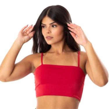 Imagem de Cropped Fitness Feminino Faixa Alcinha Top De Academia Casual Básico T