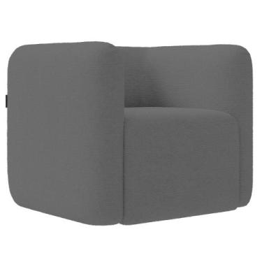 Imagem de Poltrona para Sala de Estar Decorativa Quadrada Maggie K04 Bouclê Cinz