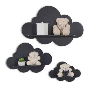 Imagem de Trio De Nichos Modelo Nuvem Em Mdf Quarto De Bebê - Prateleira - Lalu 