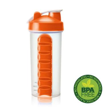 Imagem de Garrafa Squeeze Gold Sports Mixer e Porta Comprimido 750ml, Laranja, Ú
