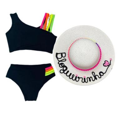Imagem de Kit Moda Praia Biquíni Infantil Com Chapéu De Praia Blogueirinha - AK 