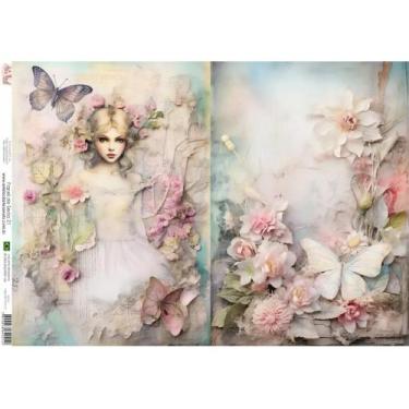 Imagem de Papel de Seda Arte Fácil Menina com Flores - SE-021