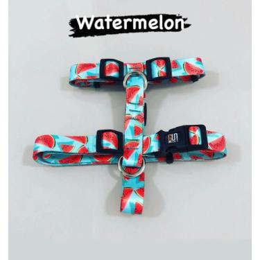 Imagem de Peitoral h + guia (watermelon) - tamanho pp - GUI DOGS