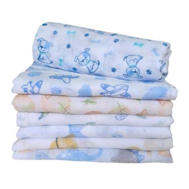 Imagem de Fralda Pano Estampada Luxo Menino 5 Unidades Tecido Duplo 70x70 - Mina