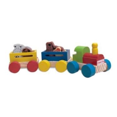 Imagem de Brinquedo Educativo de madeira Mini Trem Fazendinha com Bichinhos - Wo