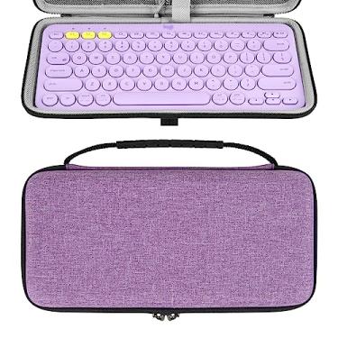 Imagem de Geekria Estojo de transporte para teclado, bolsa de viagem protetora rígida para teclado compacto pequeno, compatível com Logitech Pebble Keys 2 K380s / K380 (lavanda)