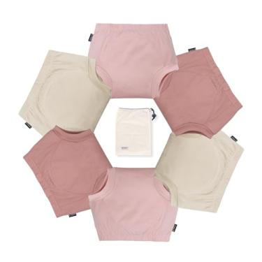Imagem de EZ Moms Pacote com 6 cuecas de treinamento para vaso sanitário para treinamento absorvente 2 a 7 anos, Rosa, rosa lótus, bege, 4-5 Anos
