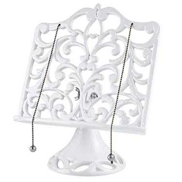 Imagem de JOGREFUL Suporte ajustável para livro de receitas, ferro fundido, resistente, suporte de livro de receitas vintage, suporte de descanso de leitura para cavalete / balcão / livros/revista/iPad/Bíblia