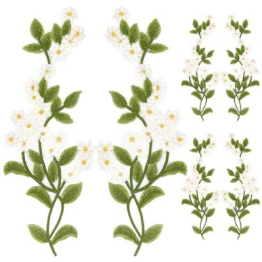 Imagem de WEBEEDY 6 apliques de folhas de videira 3 pares espelhados de renda 3D costurados em apliques de roupas bordado para reparo de costura, bordado faça você mesmo, remendo de roupas, acessórios de