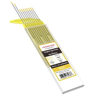 Imagem de YESWELDER 10 pç 0,040"~5/32" x7" TIG Eletrodo de Tungstênio Soldagem 1,5% Lanthanated WL15 Gold, Tungsten Electrode 1.5% Lanthanated(Gold, EWLa-1.5), 1/16"