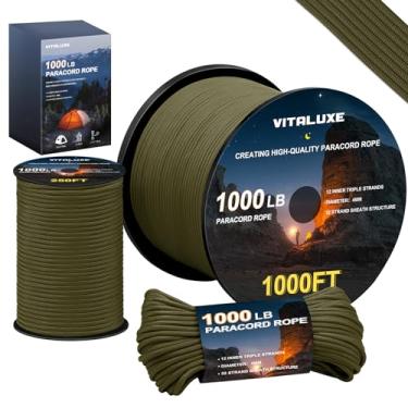 Imagem de VITALUXE Corda de paraquedas de 1000 Ib, cordão de paraquedas tático com 12 fios triplos, equipamento de sobrevivência resistente para acampamento, caminhada, ideal para pulseiras, cordões, diâmetro: