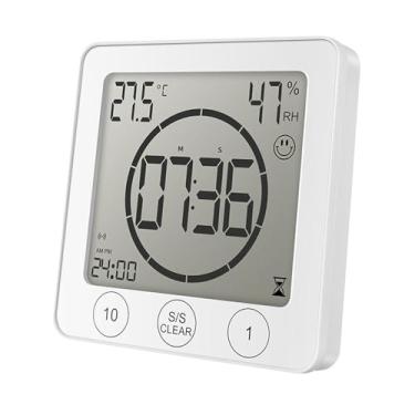 Imagem de WeiLaiKeQi Termômetro e higrômetro digital para ambiente interno, relógio de mesa, °C °F, ideal para quarto e adega