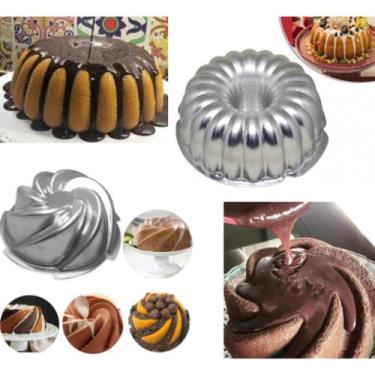 Imagem de Kit Forma Bolo Decorado Vulcão Espiral e Forma Bolo Suíço Gomada Para 